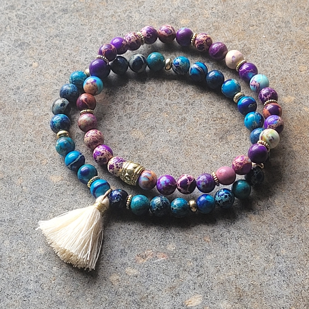 Handmade Gemstone Bead Bracelet Set of 3